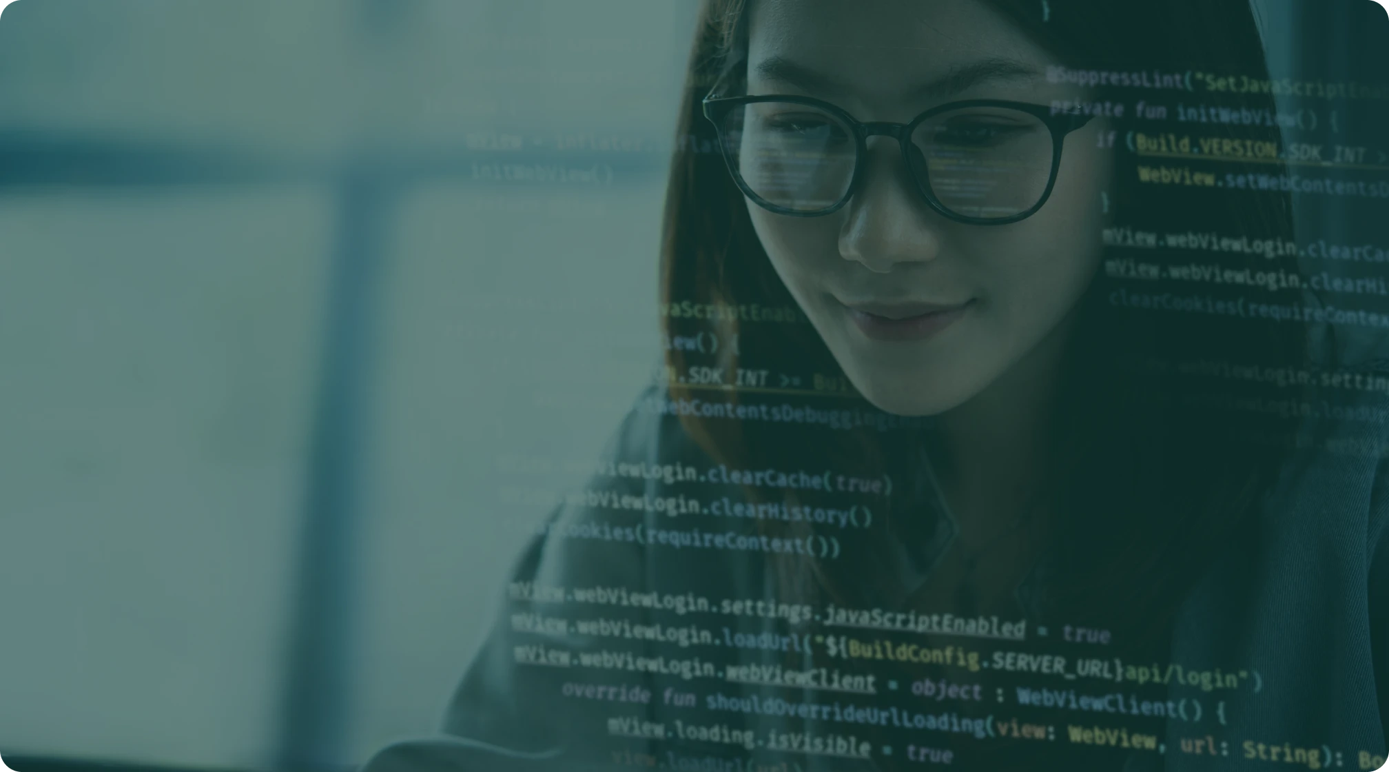 Woman looking at code